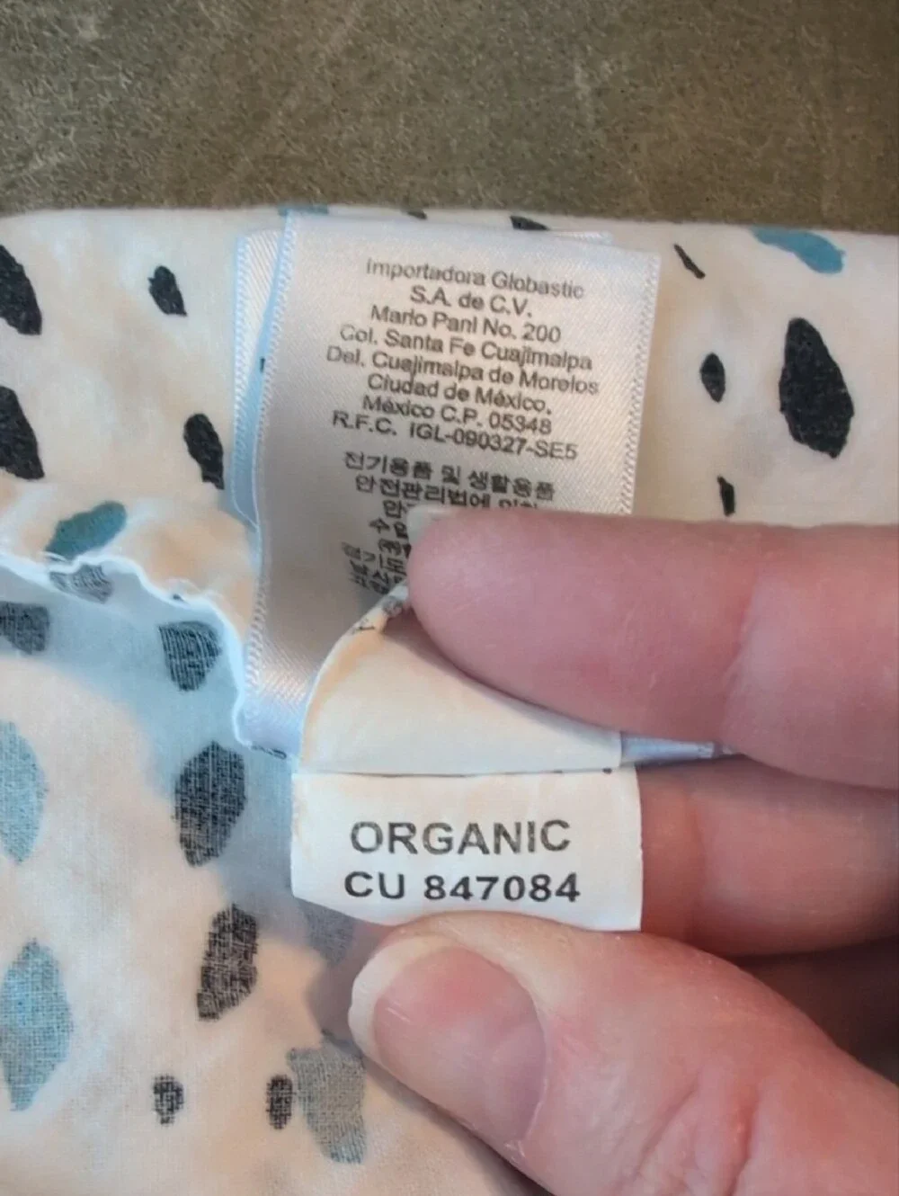 West Elm White King Size Sheet Set with Blue and Black Dot Motif